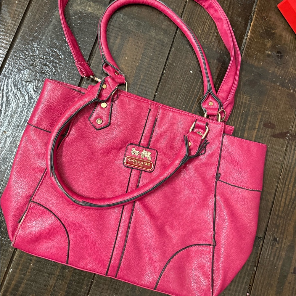 Coach Pink Leather Tote Bag